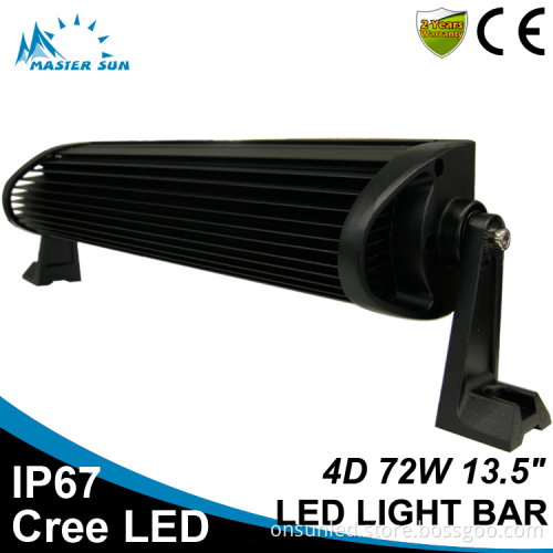 Waterproof 4D 13.5inch 72w led tractor work light car led light bar off road led light bar